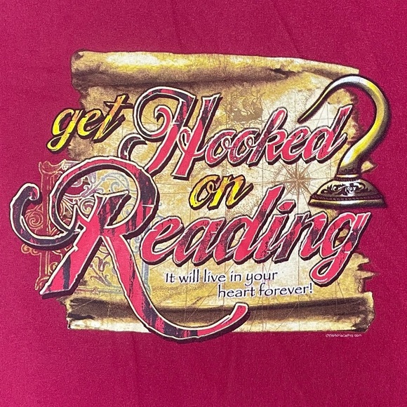 Vintage Hooked On Reading Peter Pan Hook T-Shirt Size XL - Picture 2 of 4